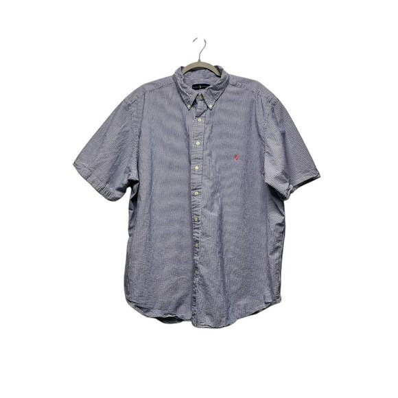 Ralph Lauren Men's Short Sleeve Button Down Shirt Blue White Stripe 2XB/2XL - Picture 2 of 7
